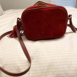 👛 Suede Maroon Women's crossbody purse with tassel 👛